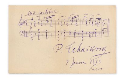 TCHAÏKOVSKI (Pyotr Ilitch) CITATION MUSICALE AUTOGRAPHE DE CHANT SANS PAROLES OP....