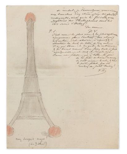 ROPS (Félicien) LETTRE AUTOGRAPHE SIGNÉE À UN AMI, [1887], 2 pages in-4 (221 x 173...