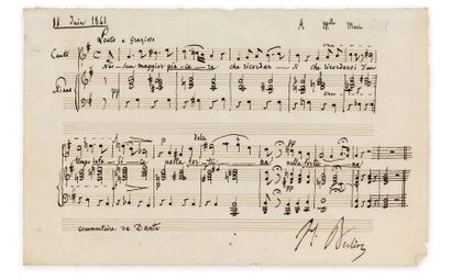 BERLIOZ (Hector) COMMENTAIRE DE DANTE. MANUSCRIT AUTOGRAPHE MUSICAL SIGNÉ H. Berlioz,...