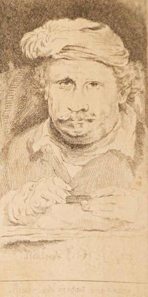 Rembrandt, Harmenszoon Van Rijn (1606-1669) Rembrandt gravant une planche (1645)... Gazette Drouot