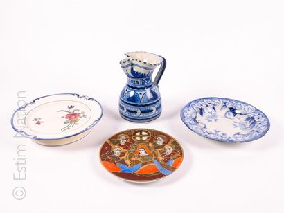 ARTS DE LA TABLE Set of earthenware parts including:

- a series of five cream enamelled...