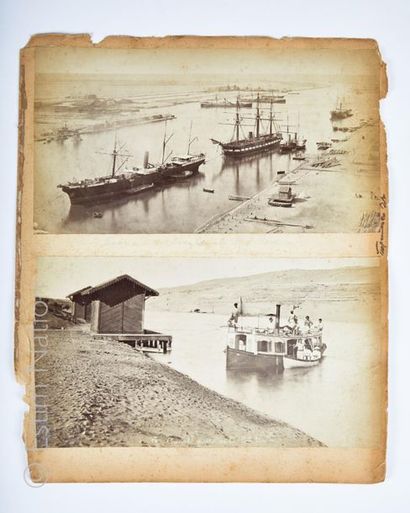 EGYPTE - PHOTOGRAPHIES Set of nine photographs mounted on cardboard, prints on salted...