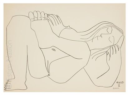 PICASSO D'APRES - AU BAISER D'AVIGNON D'après Pablo PICASSO (1881-1973) 

Femme endormie
Lithographie...