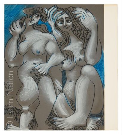 PICASSO D'APRES - AU BAISER D'AVIGNON D'après Pablo PICASSO (1881-1973) 

Deux nus
Lithographie...