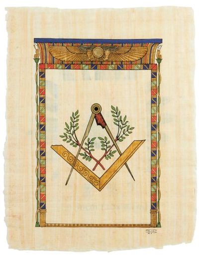 FRANC-MACONNERIE Symboles maçonniques

Deux gouaches sur papyrus l'une représentant...