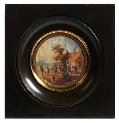 MINIATURE In the taste of the 17th century Flemish school Village


festival Gouache...