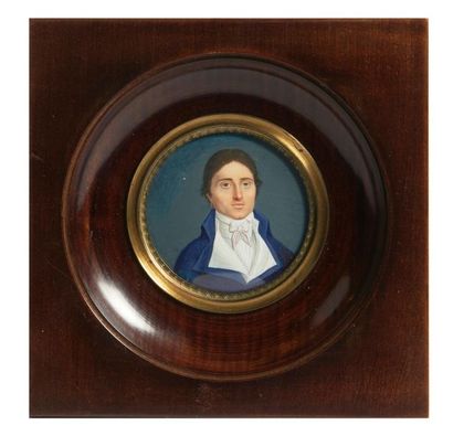 MINIATURE French school of the mid-19th century

Portrait of a man in a blue
jacket...