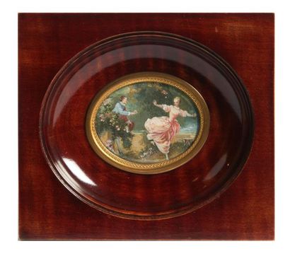 MINIATURE After Jean Honoré FRAGONARD (1732-1806)

The pursuit
Miniature on ivory
Early...