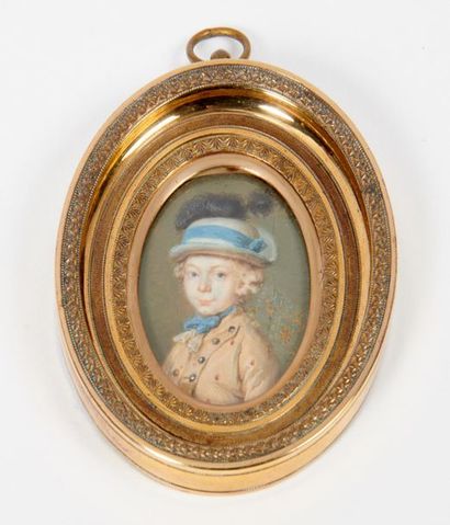 MINIATURE French school of the 19th century

Portrait of a child with a hat
Miniature...