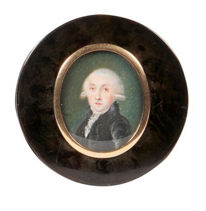 MINIATURE Late 18th century French school

Portrait of a man in a black
jacket Miniature...