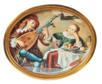MINIATURE L. ROLL

Le concert
Miniature on ivory, signed
Beginning of the XXth century,...