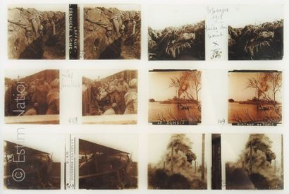 COLLECTION DE VUES DE GUERRE 1914-1918 Collection de 147 vues stéréoscopiques sur...