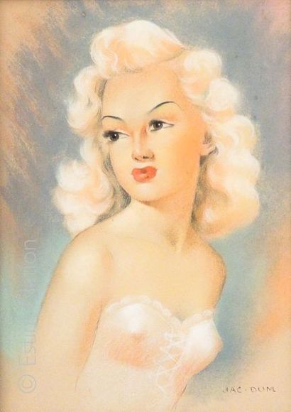 DUM Jac (1915 Saint Mandé - 2001 Royan) "Femme au corset, élégante blonde platine...