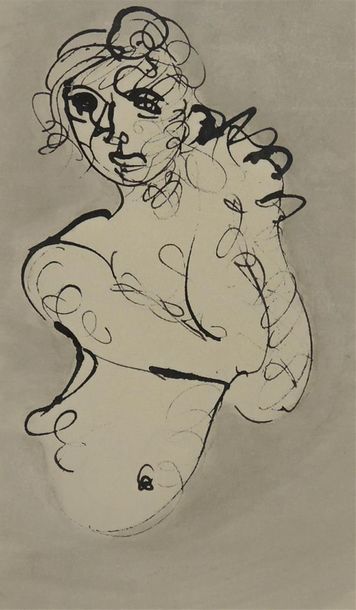 BORSI Manfredo (1900-1967) "Femme à demi-taille/Profil de femme"
Dessins recto/verso...