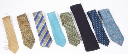 YVES SAINT LAURENT, DIOR LOT OF ONE ELEVEN silk ties, one of which is knitted