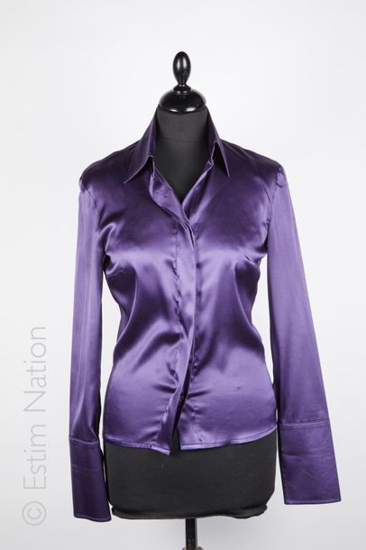 Patrizia PEPE TWO SHIRTS in silk satin, the first one lavender blue, the second purple...