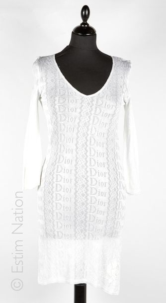Christian DIOR par john Galliano DRESS in woven viscose, double-layered, white woven...