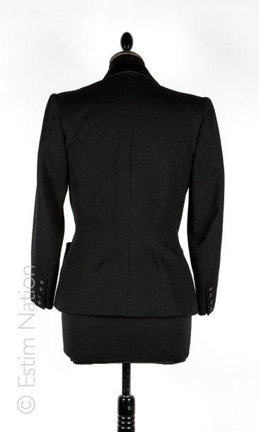 ANONYME Couture SMOKING JACKET made to measure, in black wool crepe, lined with silk,...