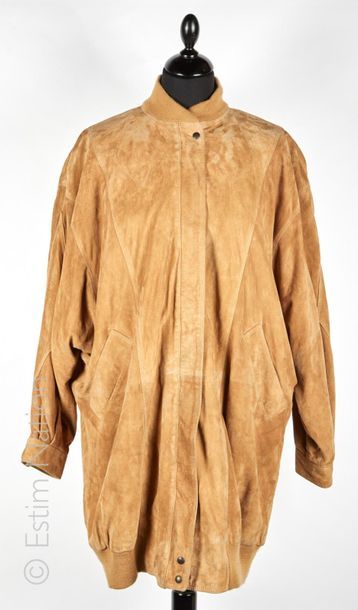 CANAVESI vintage Coat in caramel suede inspired by teddy, snaps at wrists, can be...
