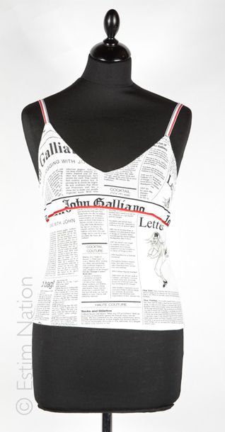 JOHN GALLIANO, CHRISTIAN DIOR TROIS TOPS à bretelles, les 2 premiers en jersey imprimé...
