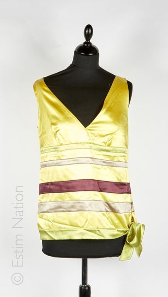 RED VALENTINO, MAJE, SPORTMAX, CACHAREL, FIGARET FEMME TOP in yellow silk satin striped...