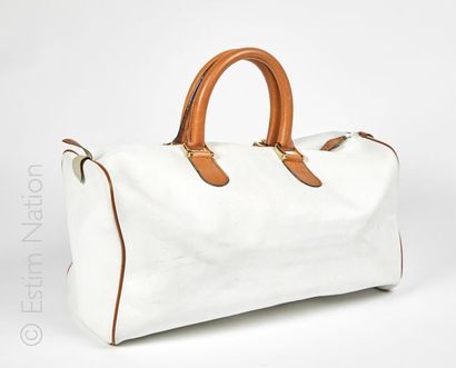 Jacques ESTEREL 24H BAG in white and gold grained leather (missing claw) (22 x 40...