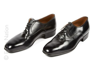 CELINE POUR HOMME PAIR OF DERBIES in black glazed calf (P 7) (new condition with...