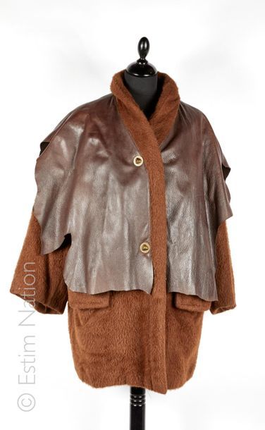 ANNE MARIE BERETTA CIRCA 1983/1985 Jacket in chocolate wool with "long hair" effect,...