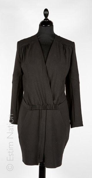 IRO Mini ROBE en jersey acétate noire, taille élastique, fermeture éclair jupe (T...