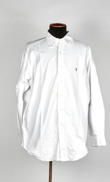 RALPH LAUREN CINQ CHEMISES pour homme en coton : blanc, bleu, gris, rouge et blanc...