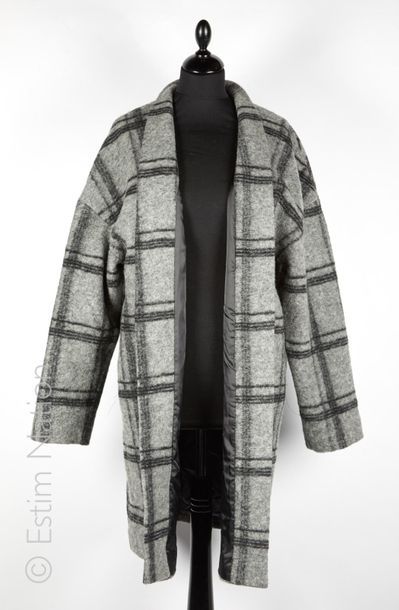 ESPRIT, IRIE VINTAGE, NATHALIE GARCON 7/8th COAT in grey check wool, two pockets...