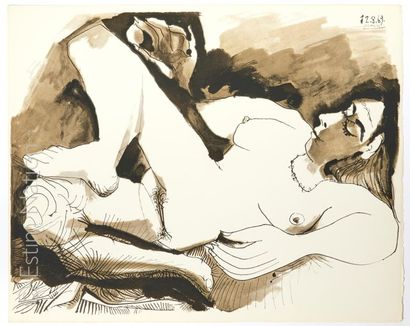 PICASSO D'APRES - AU BAISER D'AVIGNON After Pablo PICASSO (1881-1973) Elongated 

nude...
