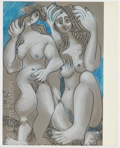 PICASSO D'APRES - AU BAISER D'AVIGNON D'après Pablo PICASSO (1881-1973) 

Deux nus
Lithographie...