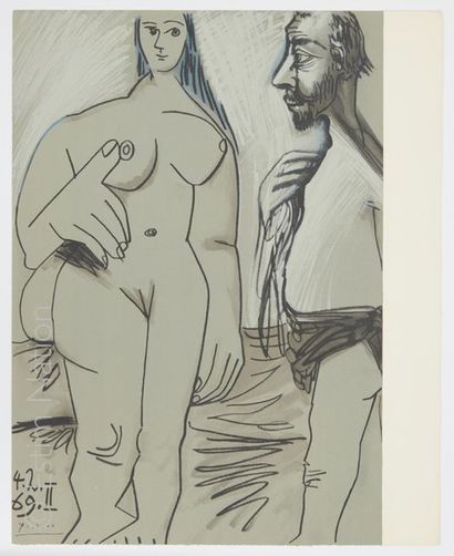 PICASSO D'APRES - AU BAISER D'AVIGNON After Pablo PICASSO (1881-1973) 

Couple standing
Lithograph...