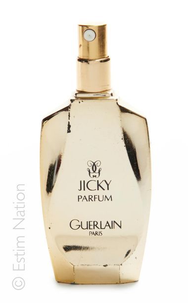 GUERLAIN "Jicky" Flacon vaporisateur de couleur doree, titre sur une face "Jicky...