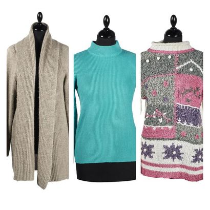 ANONYME, EMILIE CLAIRE CARDIGAN long en épailes tricot grège (env T M), PULL OVER...