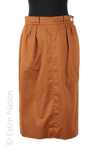 HERMÈS Paris Par Jean Paul Gaultier Straight skirt in rusty cotton canvas (T 44)
