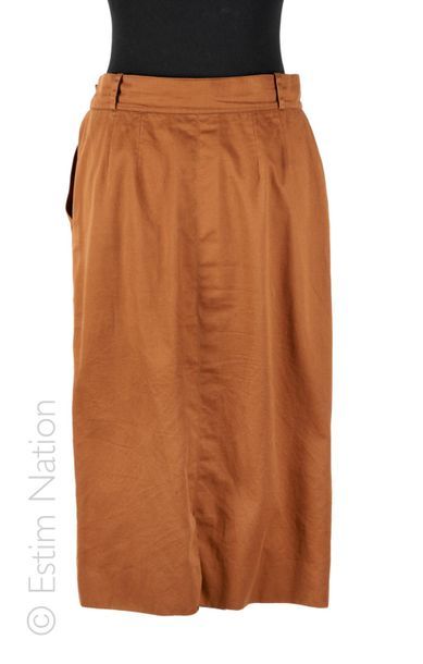 HERMÈS Paris Par Jean Paul Gaultier Straight skirt in rusty cotton canvas (T 44)