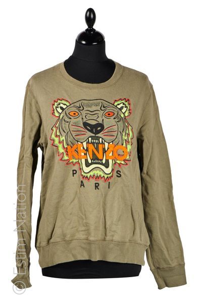 KENZO SWEATER "Tiger" en coton gris rebrodé (env T M), MINI ROBE de la même collection...