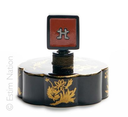 CORDAY "Kai Sang" Chinese-inspired perfume bottle in black opaque glass, mould press,...