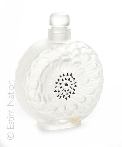 LALIQUE FRANCE Bottle model Dahlia, tiny spalling at the cap. Model with flowers...