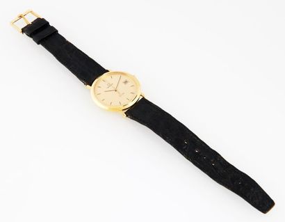 OMEGA DE VILLE Montre bracelet boîtier rond en or jaune 18K (750°/00) cadran doré...