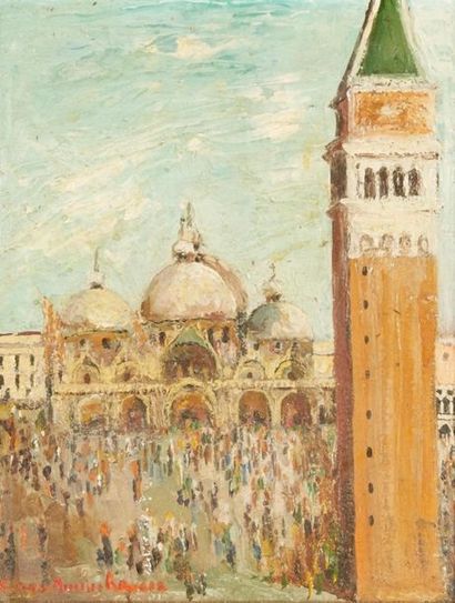 RAVIER Georges-Amélie (1912-2000) "Place Saint-Marc à Venise"
Huile sur toile, signée...