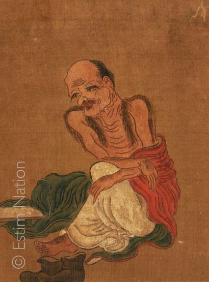 CHINE Portraits of men
4 drawings in colours, one of which bears a legend
Late 19th...