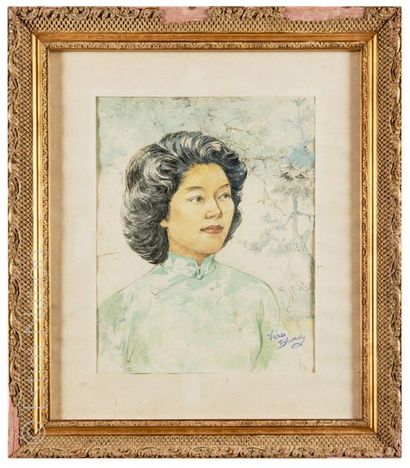 VERA BLANDY "Portraits de femme thaïlandaise"
Deux aquarelles sur papier signées....