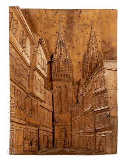 ECOLE DU NORD Vue animée de ville
Sculpture en bois sculpté
Dimensions : 33 x 24...