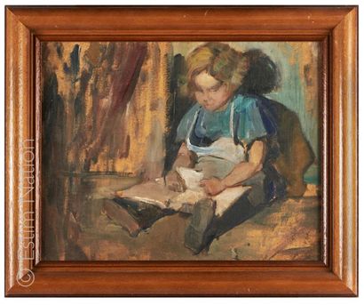 THEODORE BOULARD Théodore Louis BOULARD (1881-1967)

Little girl reading, study

Oil...