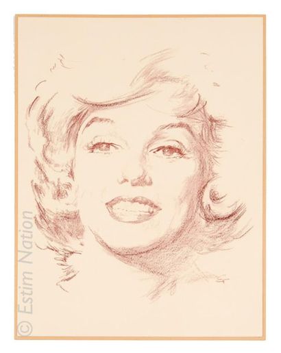 Eric FAUGERE (né en 1941) "Marilyn Monroe"
Dessin au crayon sépia, monogrammé en...