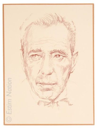 Eric FAUGERE (né en 1941) "Humphrey Bogart"
Dessin au crayon sépia, monogrammé en...