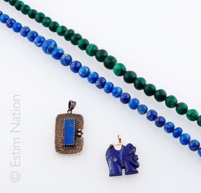 BIJOUX PIERRES DURES Ensemble de bijoux en pierres dures comprenant : 
-deux colliers...